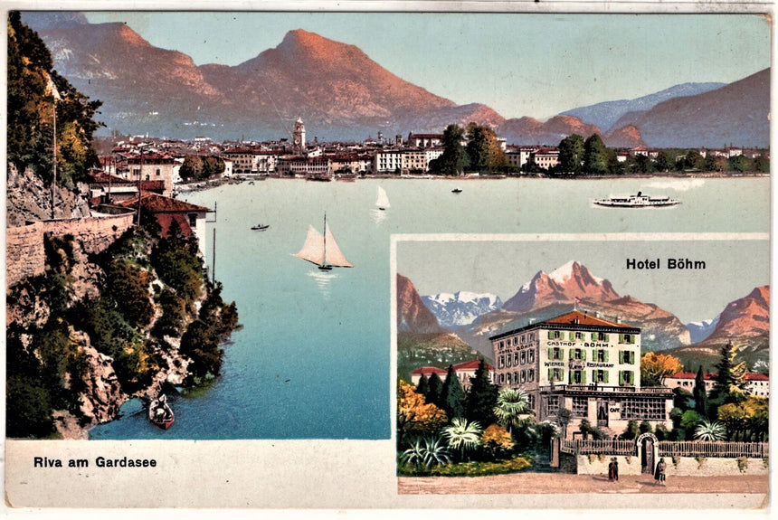 Cartolina antica Trento Riva Garda Hotel Bòhm