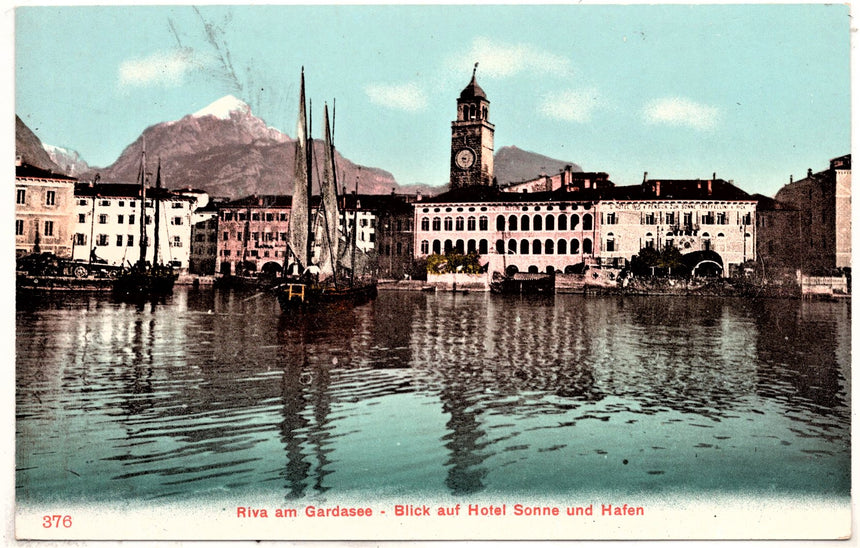 Cartolina antica Trento Riva Garda il porto