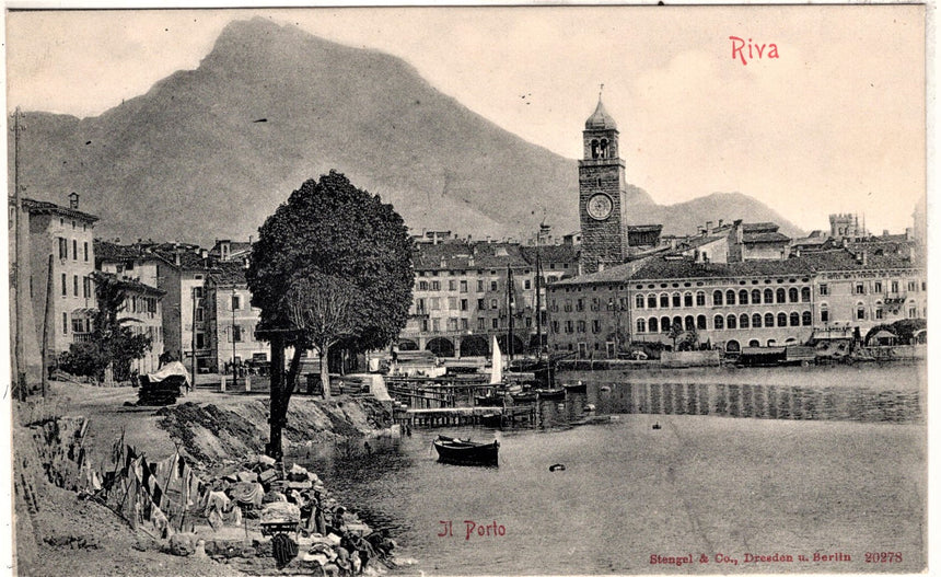 Cartolina antica Trento Riva Garda il porto