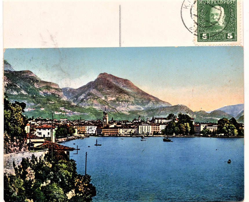 Cartolina antica Trento Riva Garda panorama