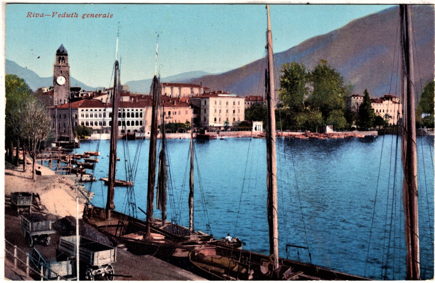 Cartolina antica Trento Riva Garda panorama