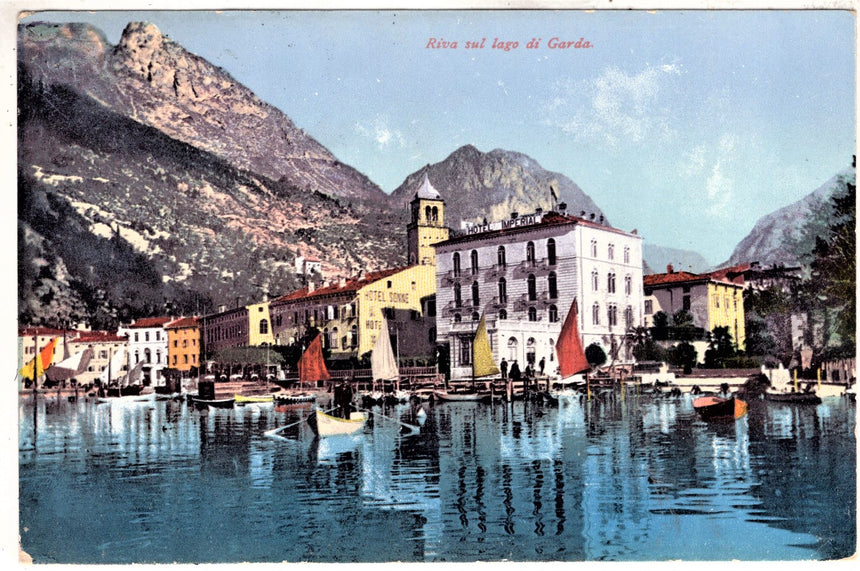 Cartolina antica Trento Riva Garda panorama Hotel Imperial