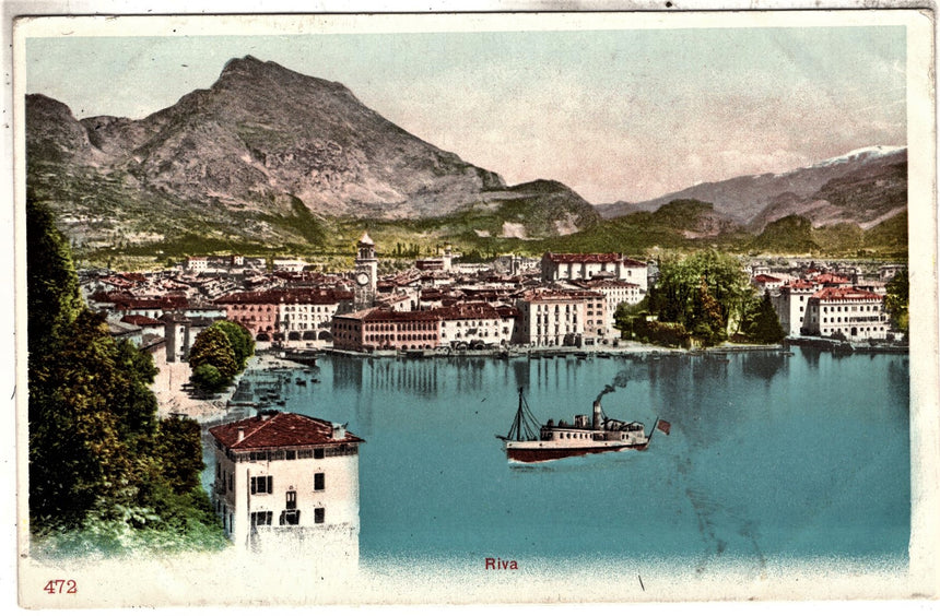 Cartolina antica Trento Riva Garda panorama