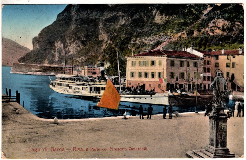 Cartolina antica Trento Riva Garda il porto piroscafo (Zanardelli) Gianardelli