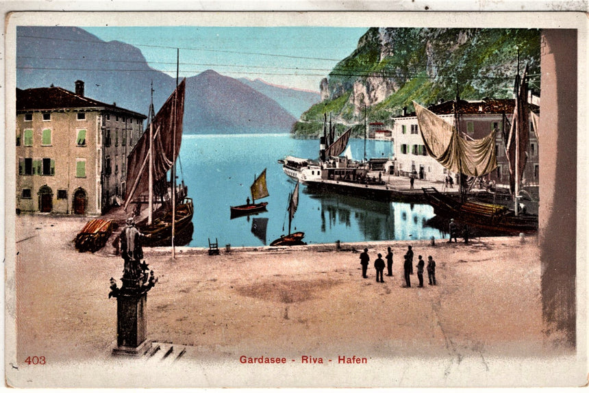 Cartolina antica Trento Riva Garda Hafen il porto