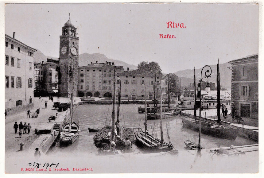 Cartolina antica Trento Riva Garda Hafen il porto