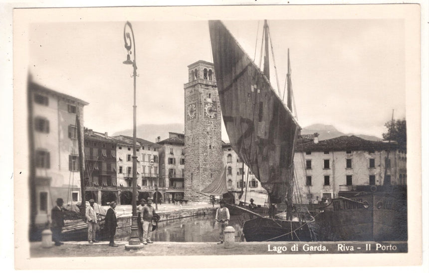 Cartolina antica Trento Riva Garda il porto