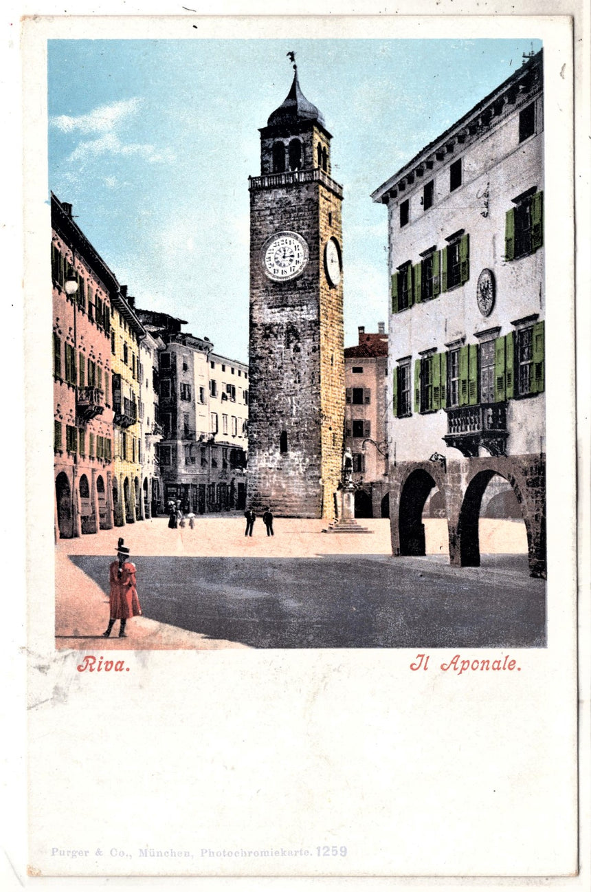 Cartolina antica Riva Garda Trento torre Aponale