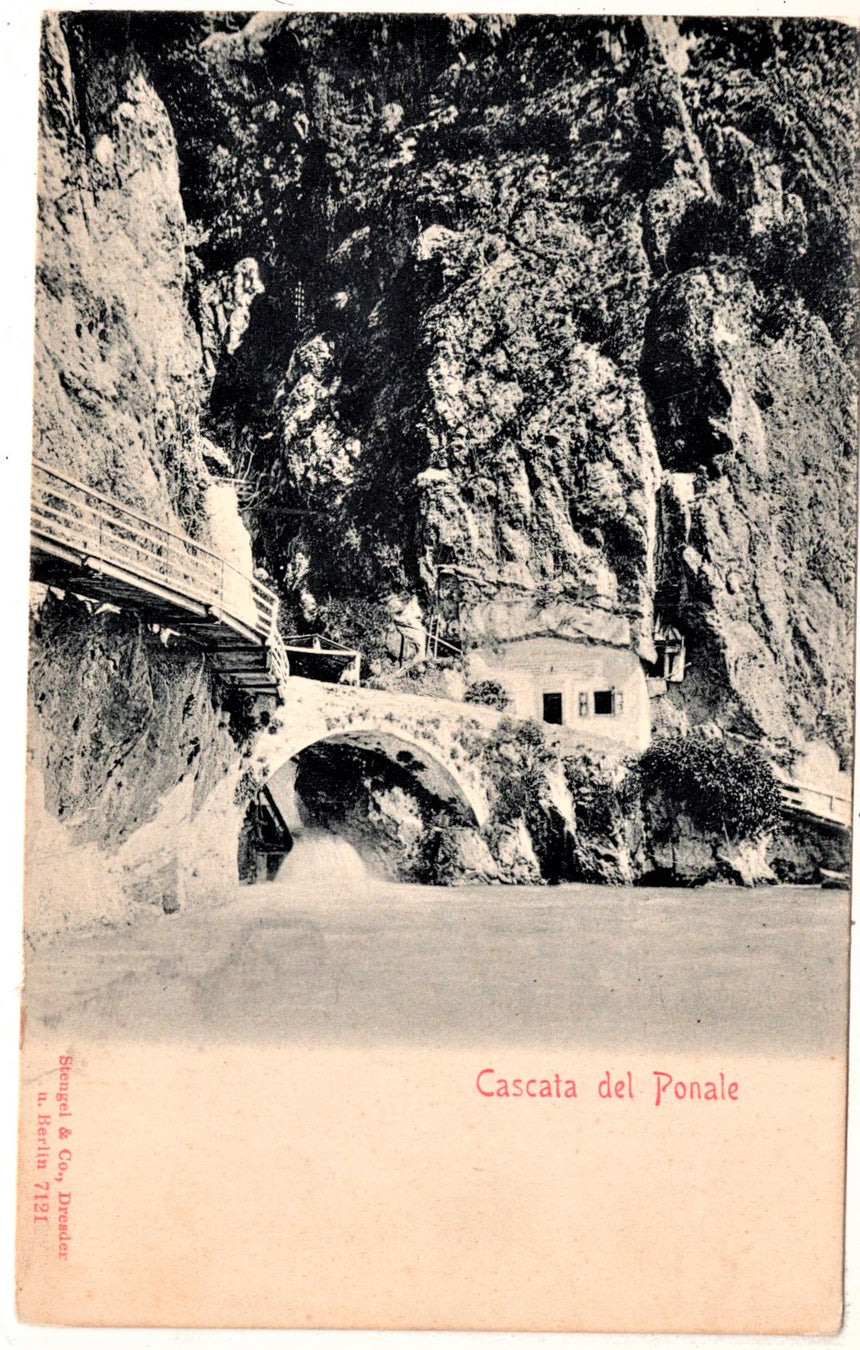 Cartolina antica Riva Garda Trento cascata del Ponale