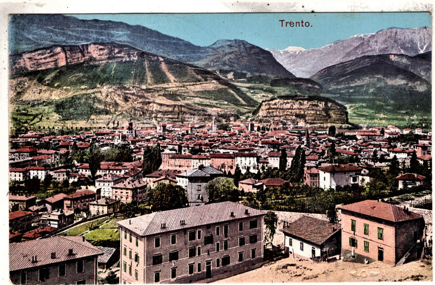 Cartolina antica Trento panorama