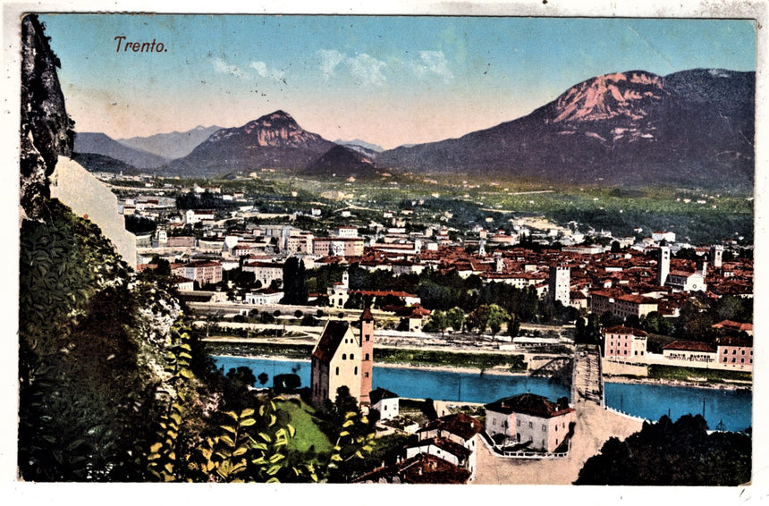 Cartolina antica Trento panorama