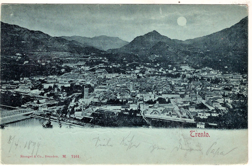 Cartolina antica Trento panorama