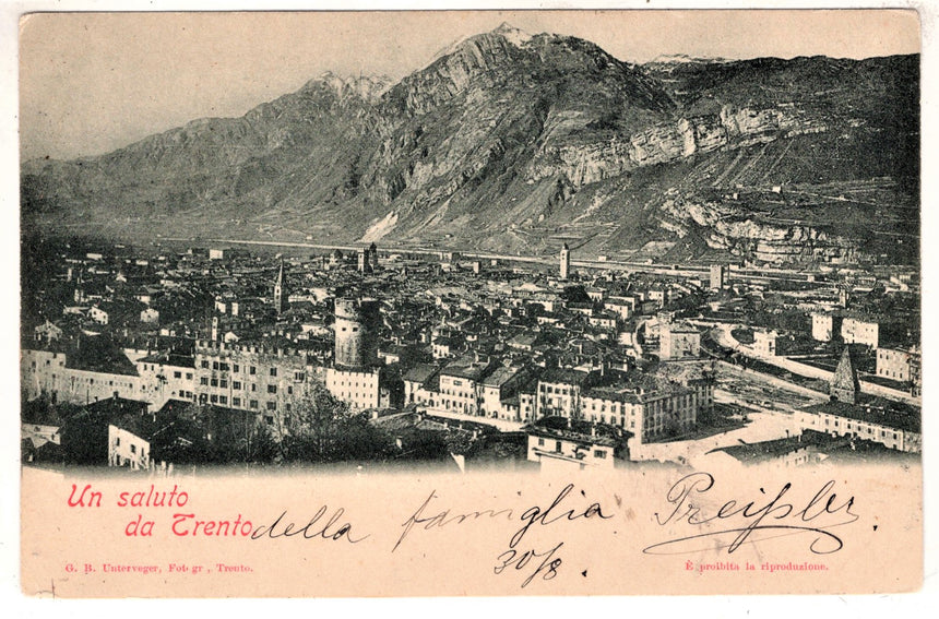 Cartolina antica Trento panorama