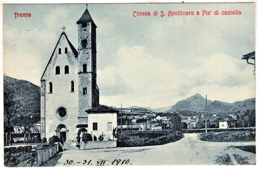 Cartolina antica Trento chiesa di S.Apollinare