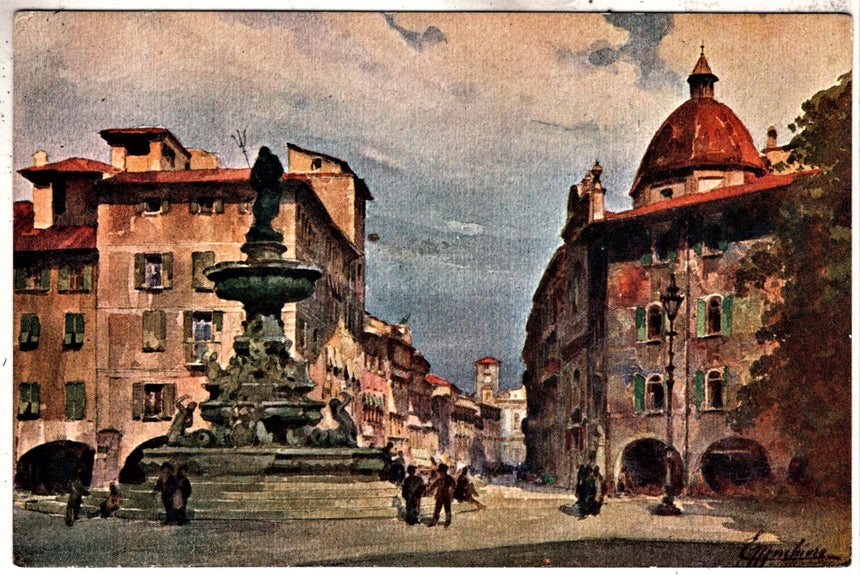 Cartolina antica Trento piazza del Duomo