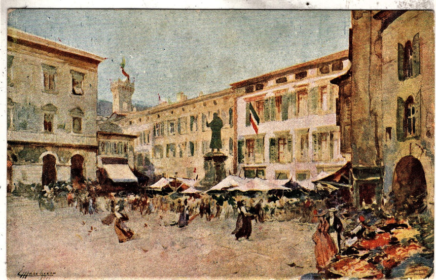 Cartolina antica Trento piazza Erbe