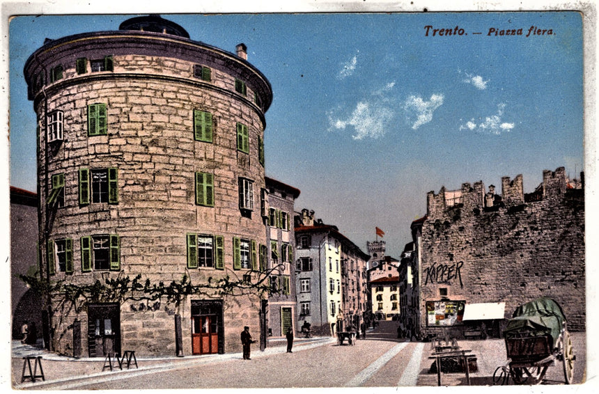 Cartolina antica Trento piazza Fiera