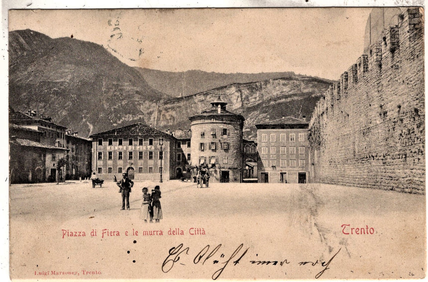 Cartolina antica Trento piazza Fiera