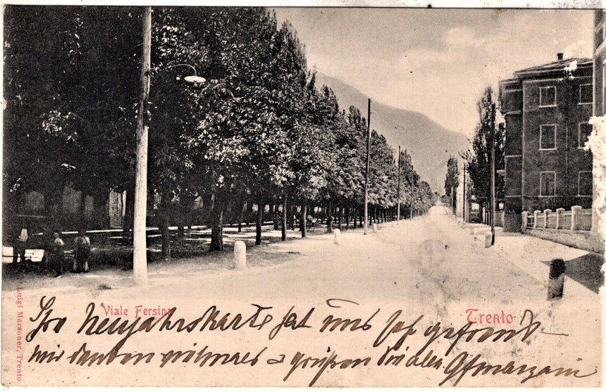 Cartolina antica Trento viale Fersina da Villalagarina