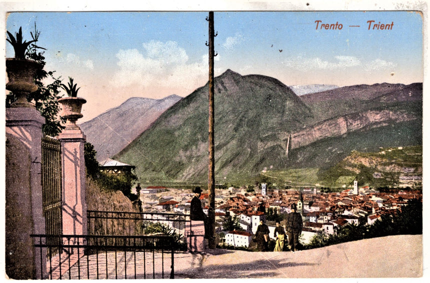 Cartolina antica Trento panorama