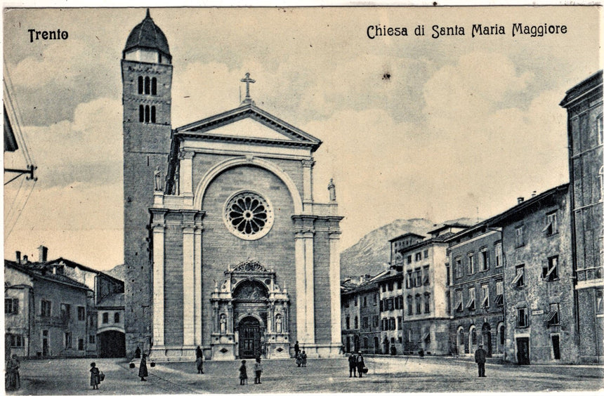 Cartolina antica Trento chiesa di S.Maria Maggiore