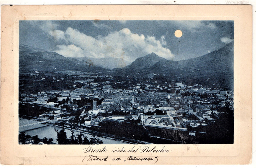 Cartolina antica Trento panorama spedita per Praga