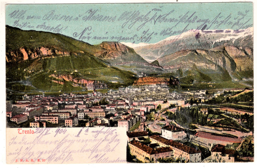 Cartolina antica Trento panorama