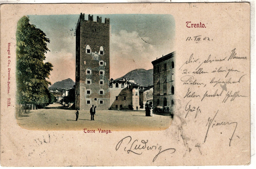 Cartolina antica Trento Torre Vanga Sped. Ala Kufstein