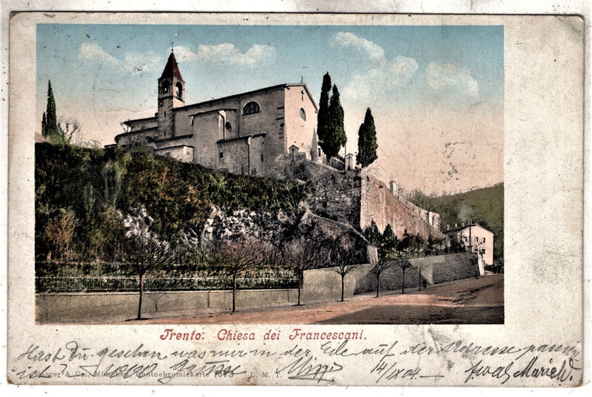 Cartolina antica Trento Chiesa dei Francescani