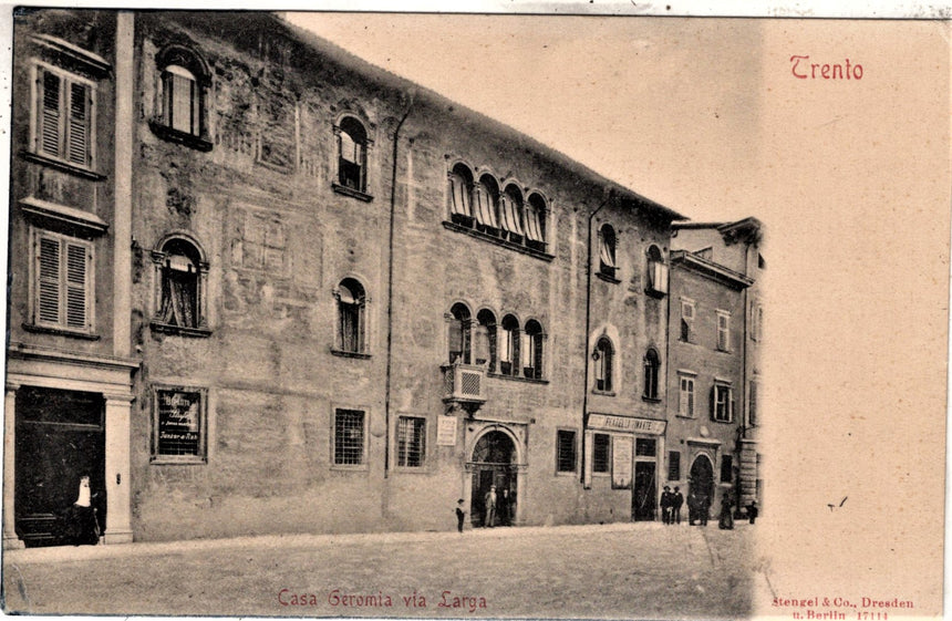 Cartolina antica Trento casa Geromia via larga neg. Flli. Vinante