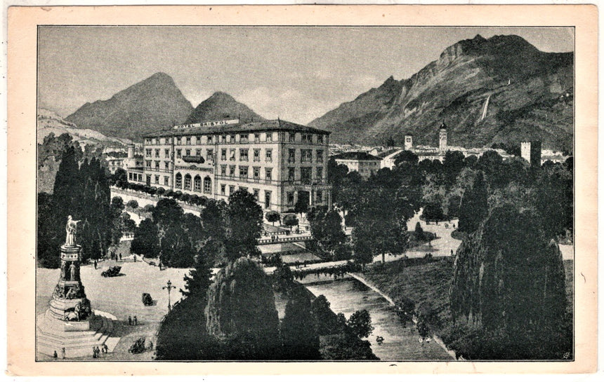 Cartolina antica Trento Pubbl. Hotel Bristol Dir. C.M. Bauer