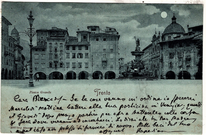 Cartolina antica Trento piazza Grande