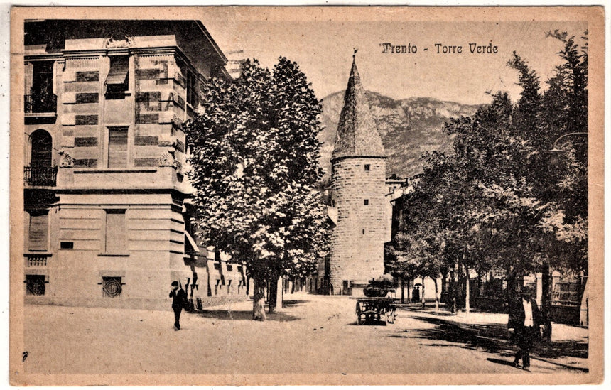 Cartolina antica Trento Torre Verde