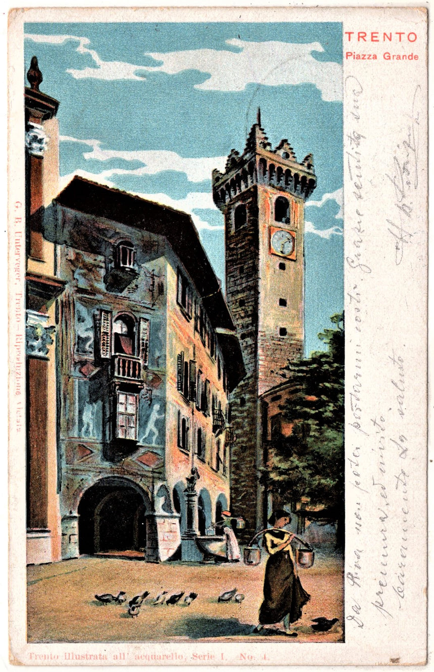 Cartolina antica Trento Piazza Grande