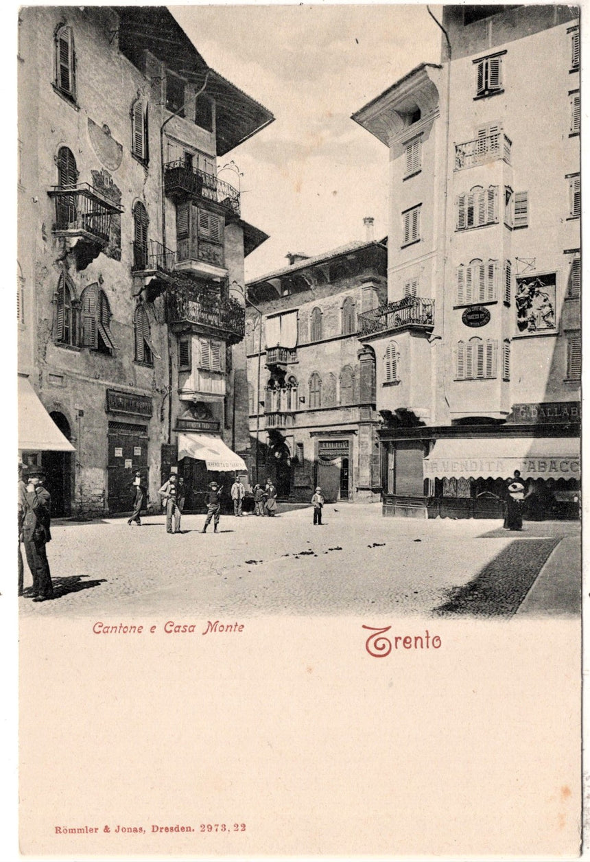 Cartolina antica Trento Cantone e casa Monte