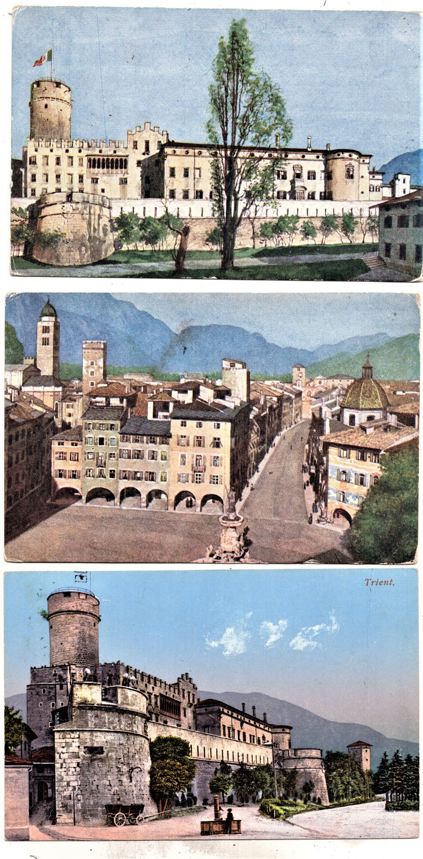 Cartolina antica Trento 3 cartoline varie