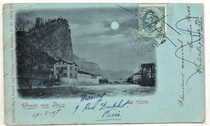 Cartolina antica Arco Trento Gruss aus Arco das schloss