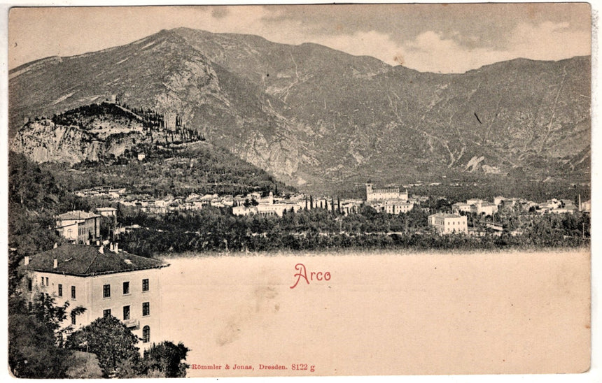 Cartolina antica Arco Trento panorama