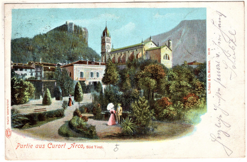 Cartolina antica Arco Trento Partie aus Curort