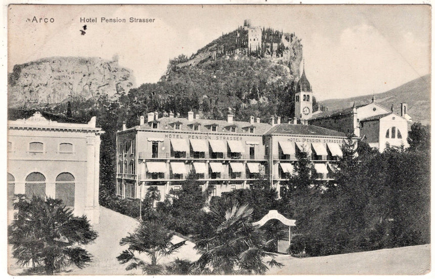 Cartolina antica Arco Trento Hotel Strasser