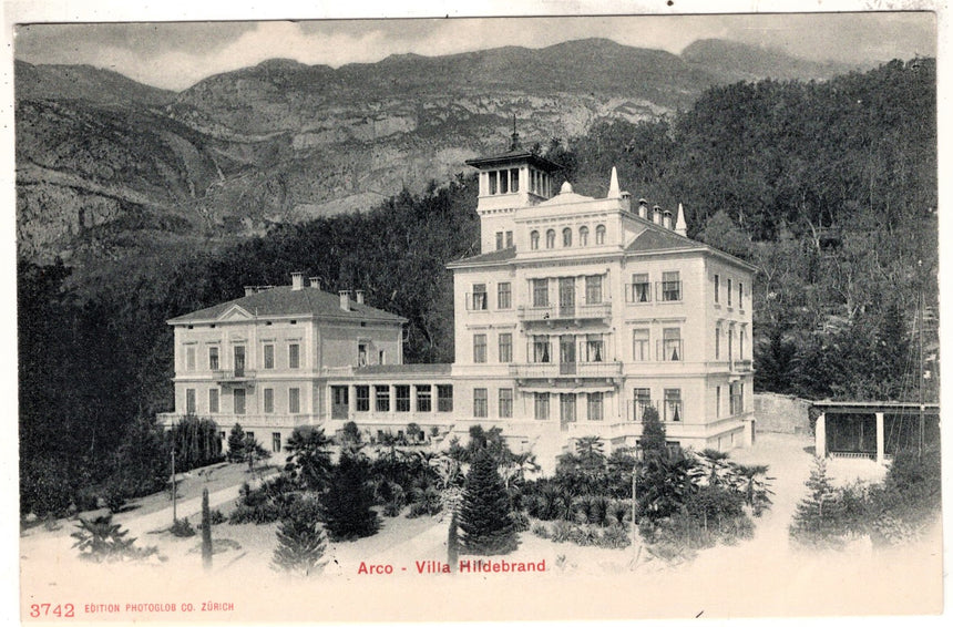 Cartolina antica Arco Trento villa Hildebrand