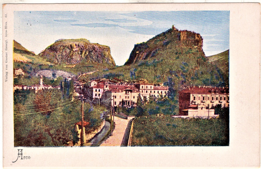 Cartolina antica Arco Trento panorama