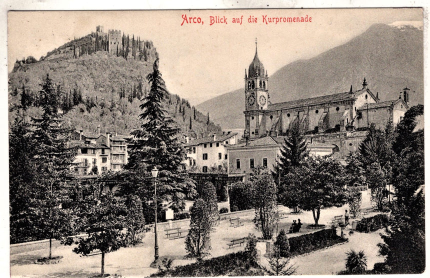 Cartolina antica Arco Trento panorama