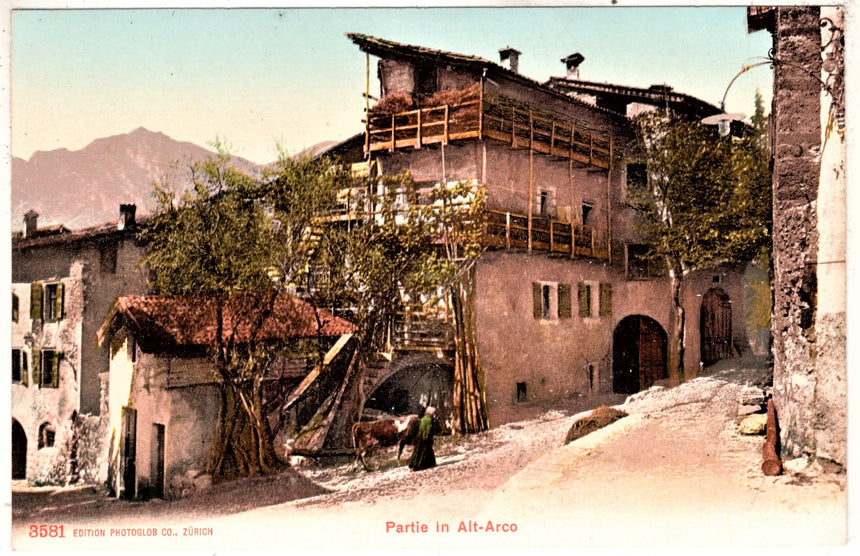 Cartolina antica Arco Trento partie in alte Arco