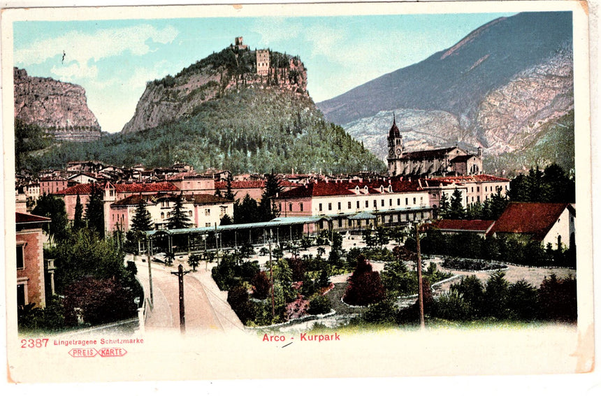 Cartolina antica Arco Trento Arco Kurpark