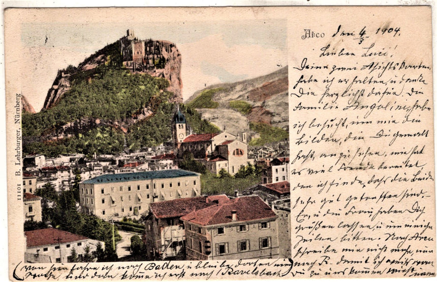 Cartolina antica Arco Trento panorama