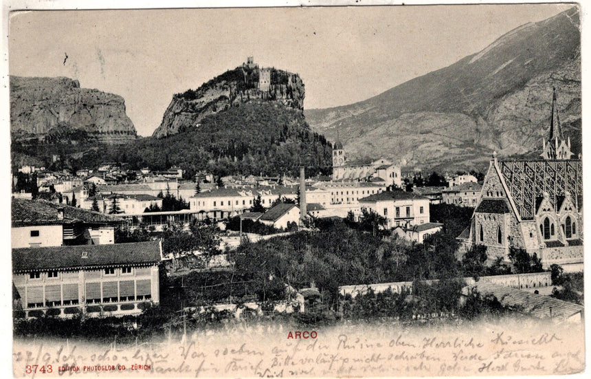 Cartolina antica Arco Trento Arco panorama
