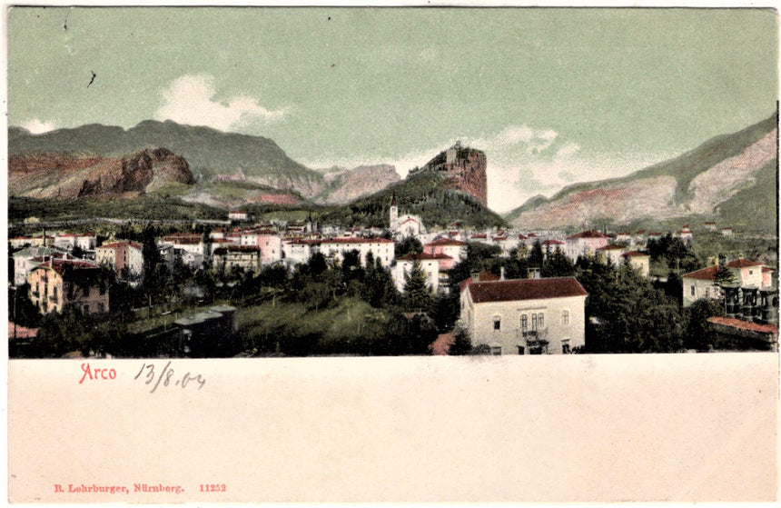 Cartolina antica Arco Trento panorama