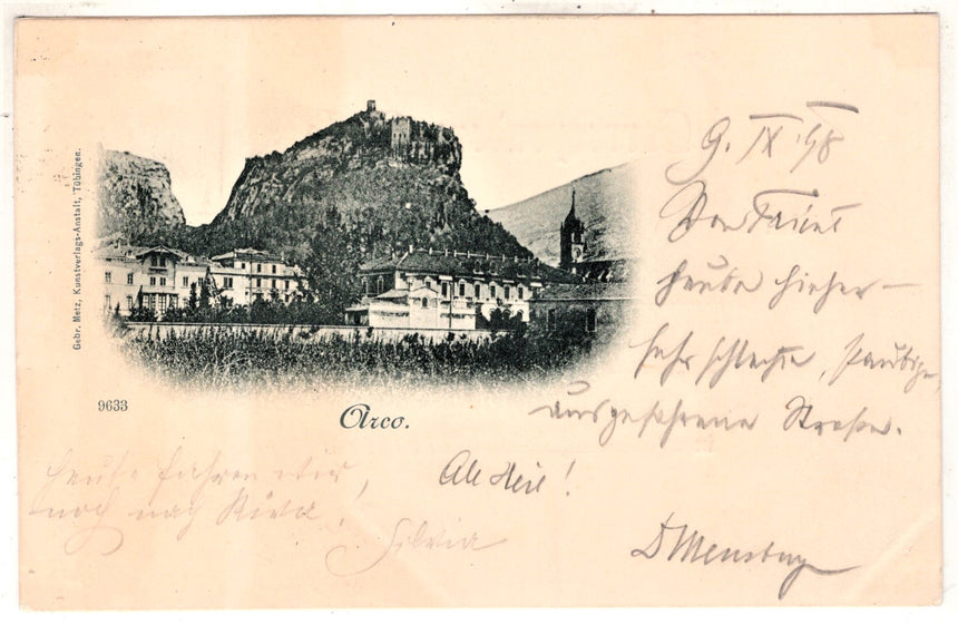 Cartolina antica Arco Trento panorama
