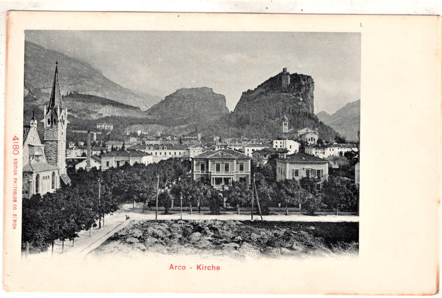 Cartolina antica Arco Trento Kirche